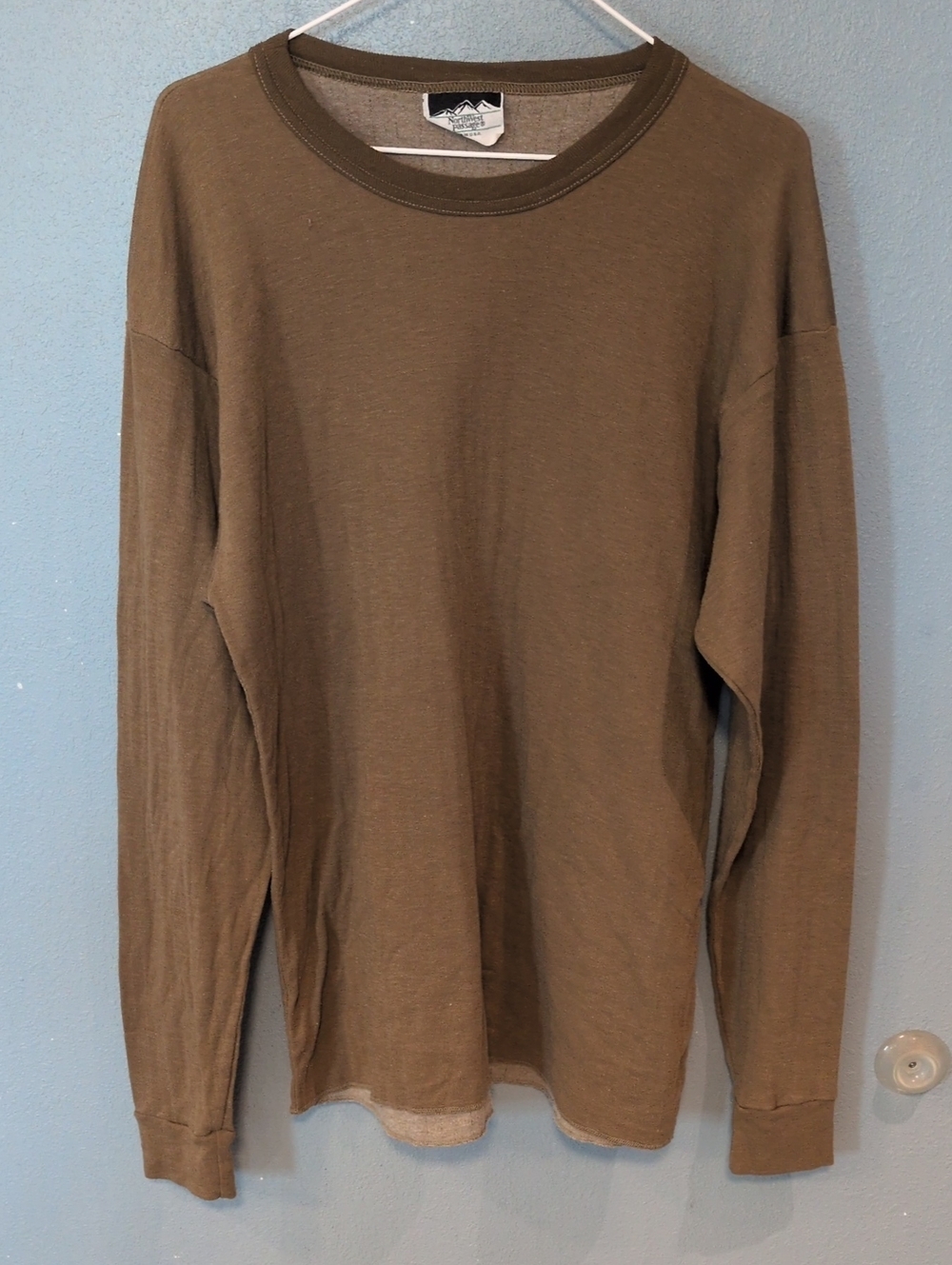 Vintage 80's Grunge Cotton Blend Baselayer Long Sleeve Shirt USA Made Gorpcore